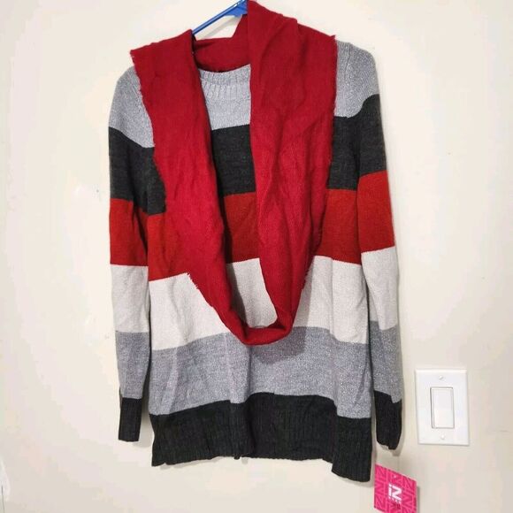 IZ BYER Sweater For Girls Size 16 XL with scarf Striped Colors  B1 - Picture 1 of 10